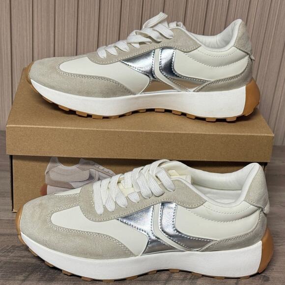 Steve Madden Women’s Kendrix Lace-Up Sneakers Taupe Size 10M - Picture 1 of 15